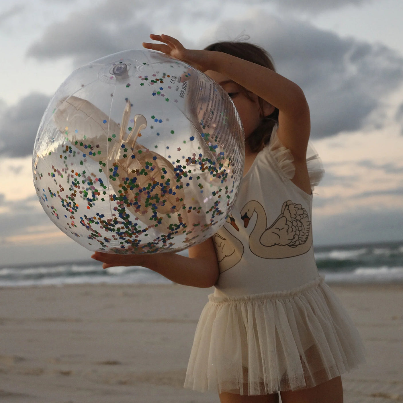 3D Inflatable Beach Ball Cotton Candy Glitter