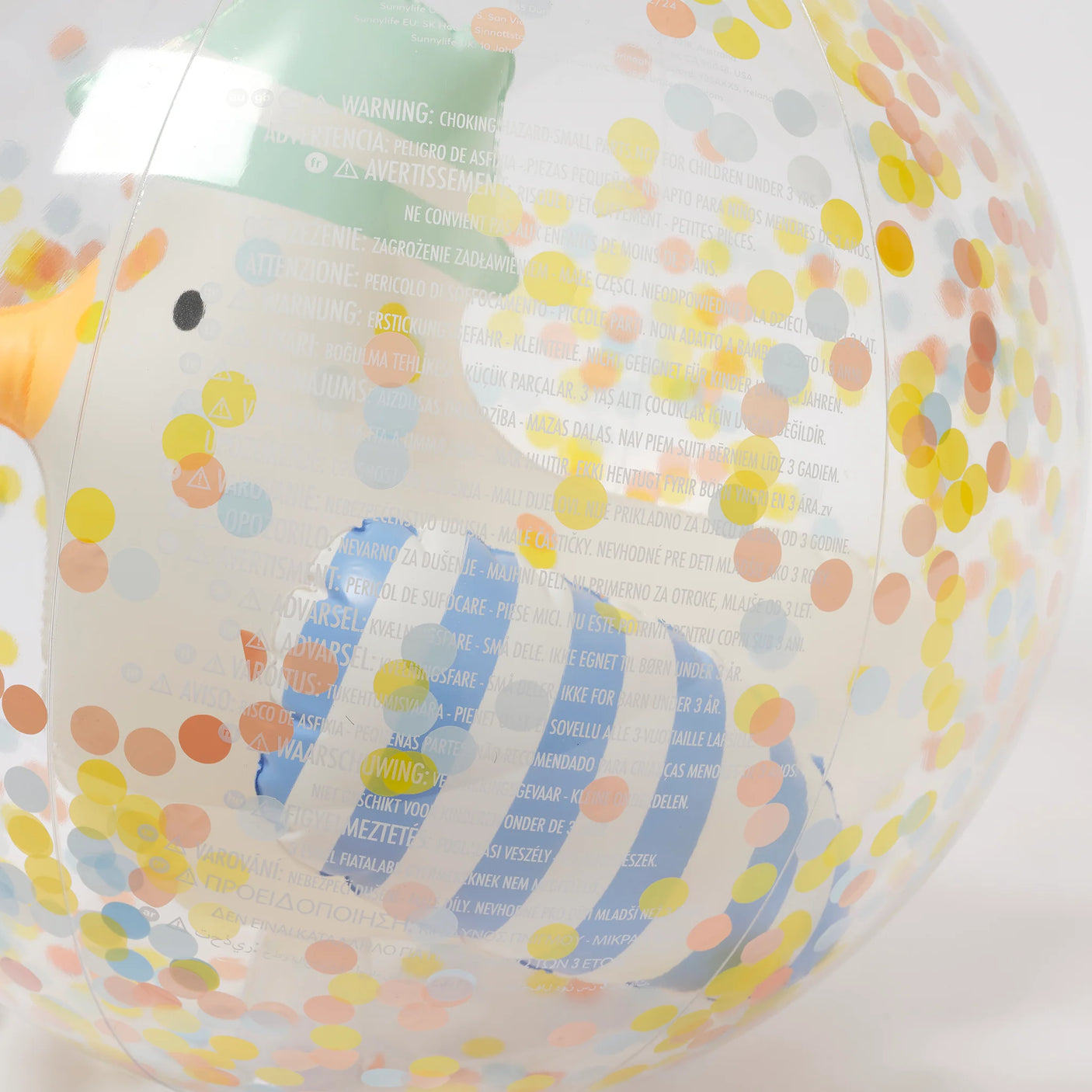 3D Inflatable Beach Ball Sid the Seagull Blue Stripe