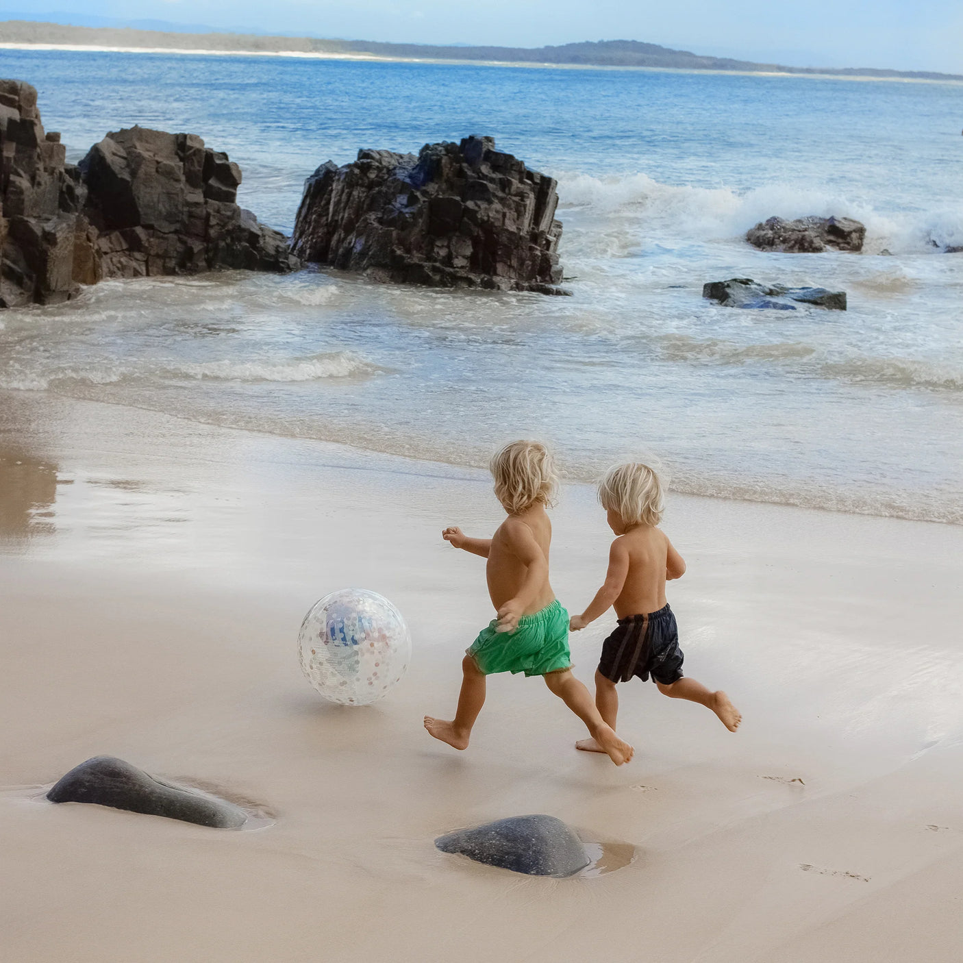 3D Inflatable Beach Ball Sid the Seagull Blue Stripe
