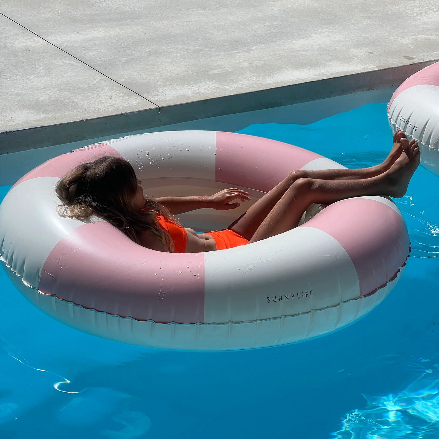 Luxe Tube Pool Ring Stole My Heart Pink Stripe