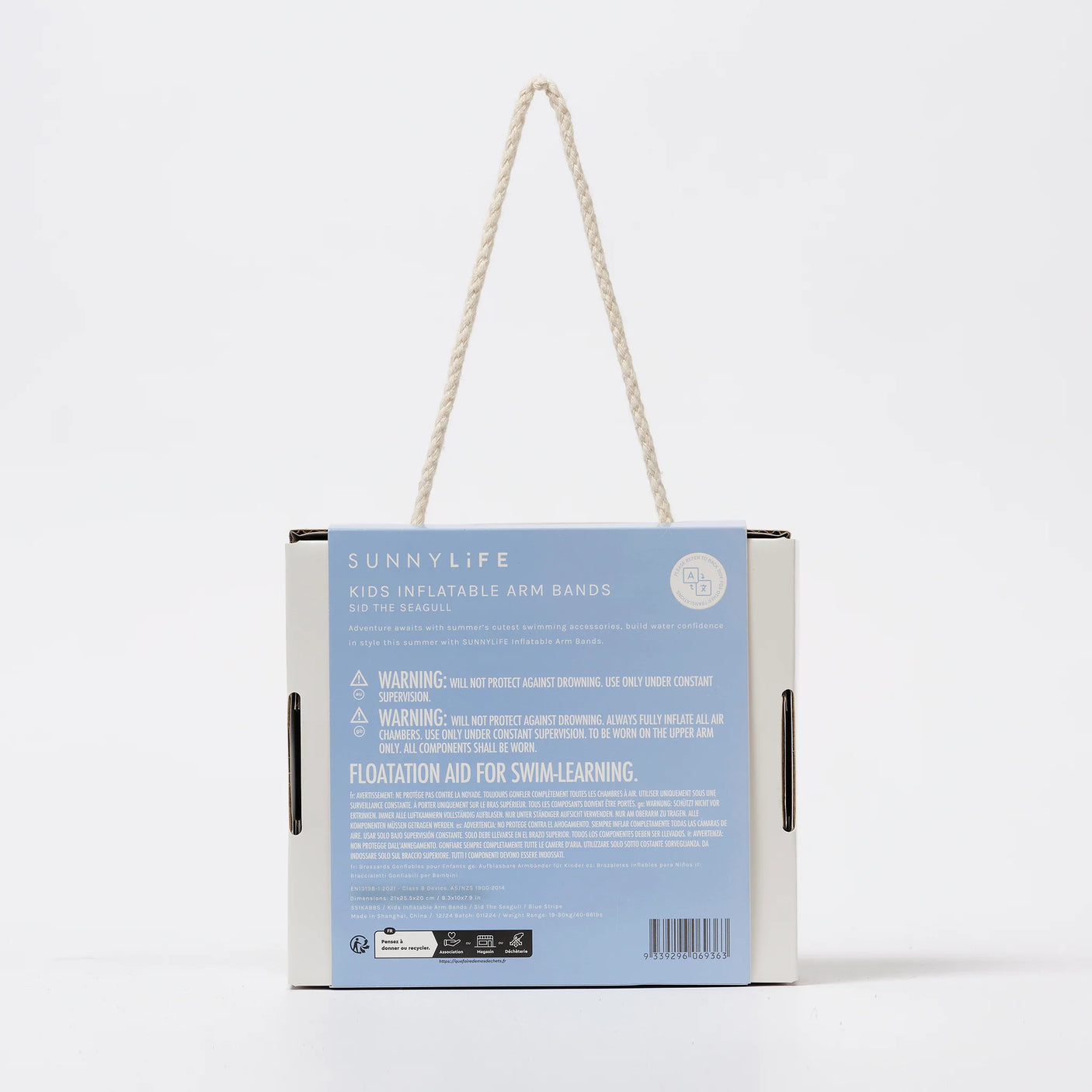 Kids Inflatable Arm Bands Sid the Seagull Blue Stripe