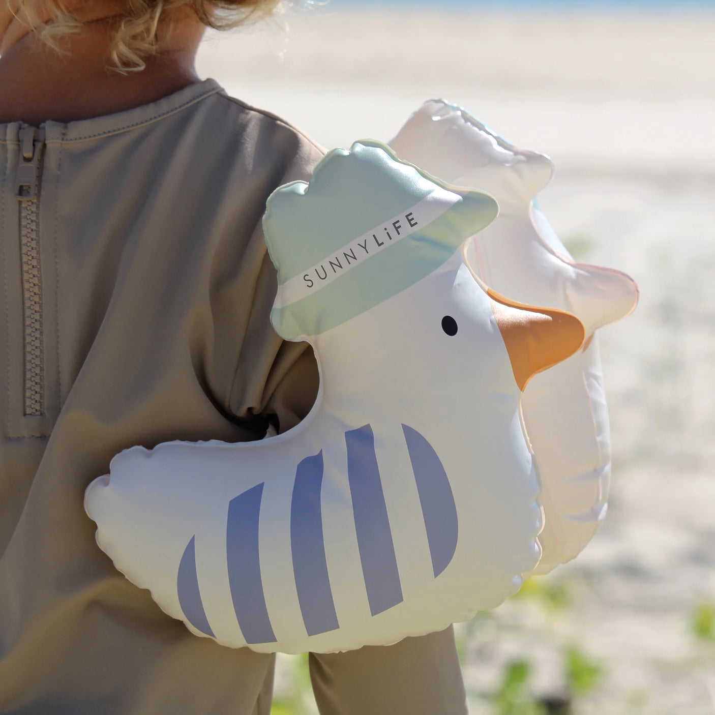 Kids Inflatable Arm Bands Sid the Seagull Blue Stripe