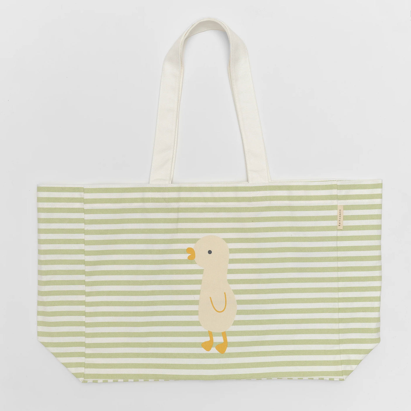 Kids Canvas Beach Bag Duck Sage Stripe