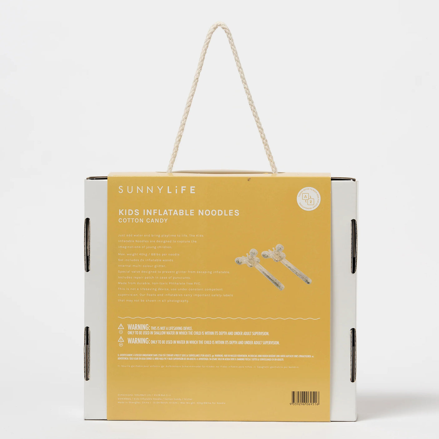 Kids Inflatable Noodle Cotton Candy Glitter Set of 2