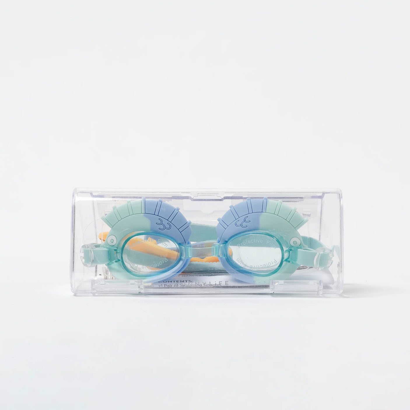 Kids Swim Goggles Finn the Fish Aqua Blue