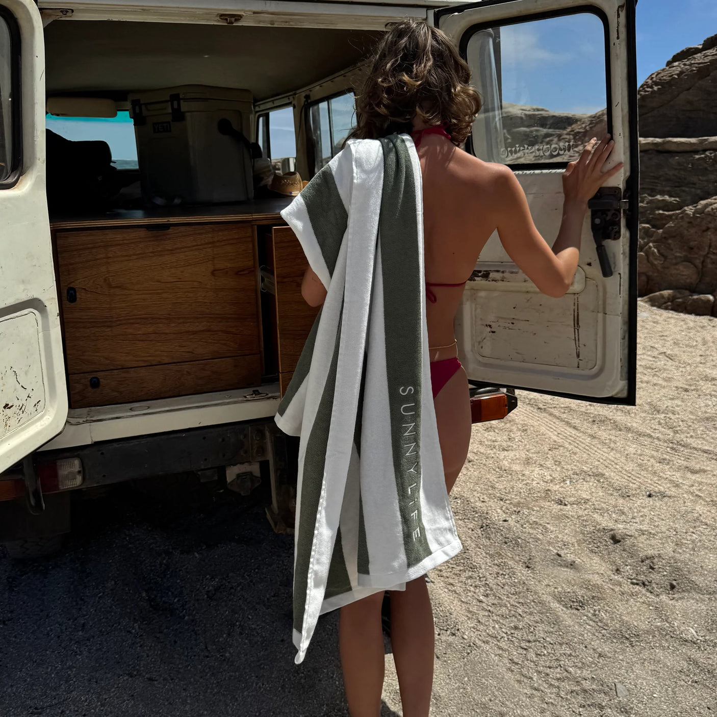 Beach Towel The Vacay Olive Stripe