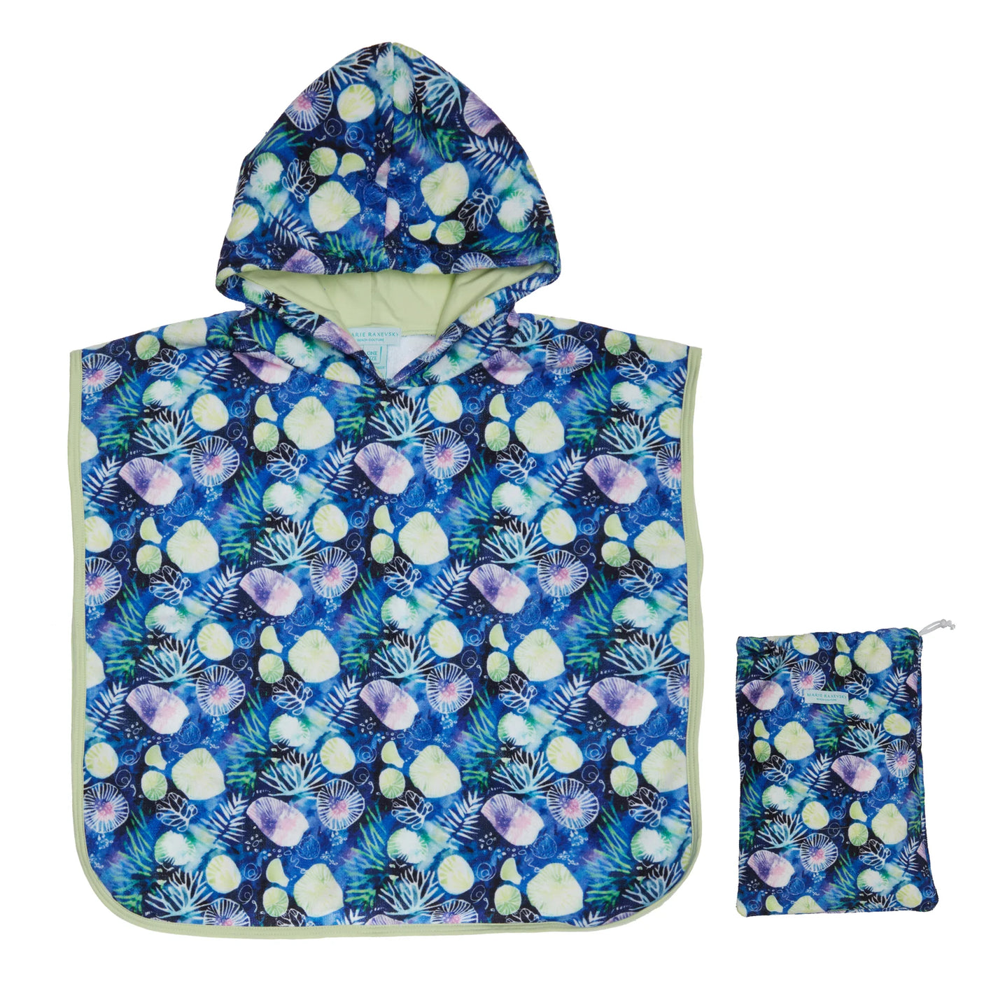 Hooded Terry Poncho - Seashells