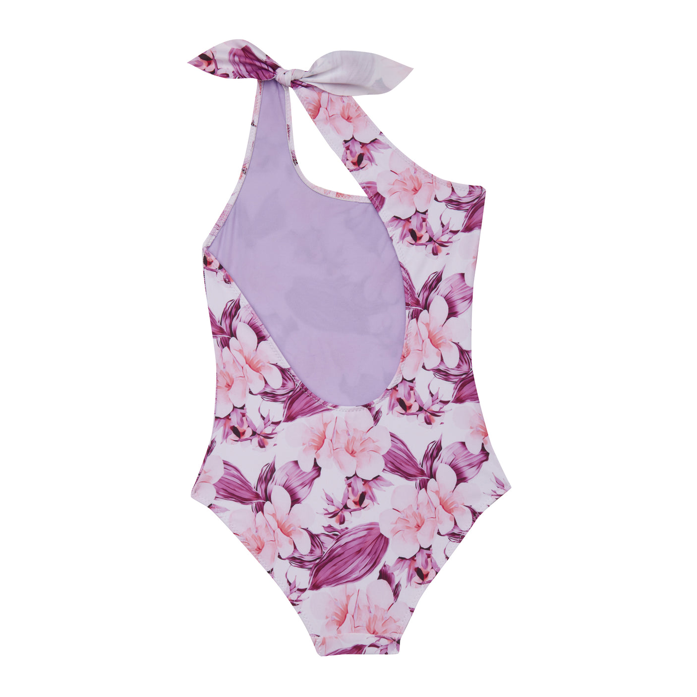 Girl's One Shoulder Swimsuit - Flowers