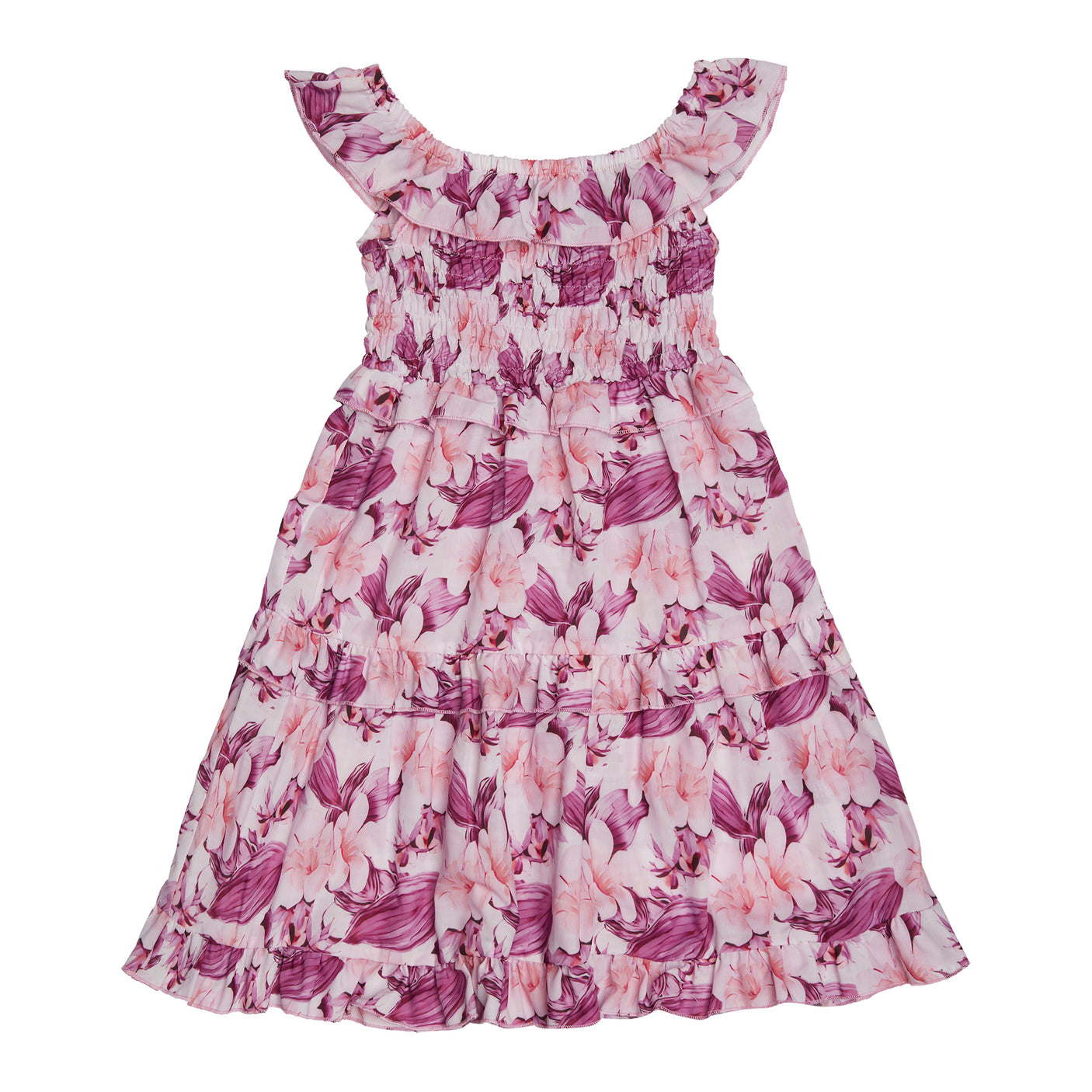 Girl's Shirred Dress - Flowers