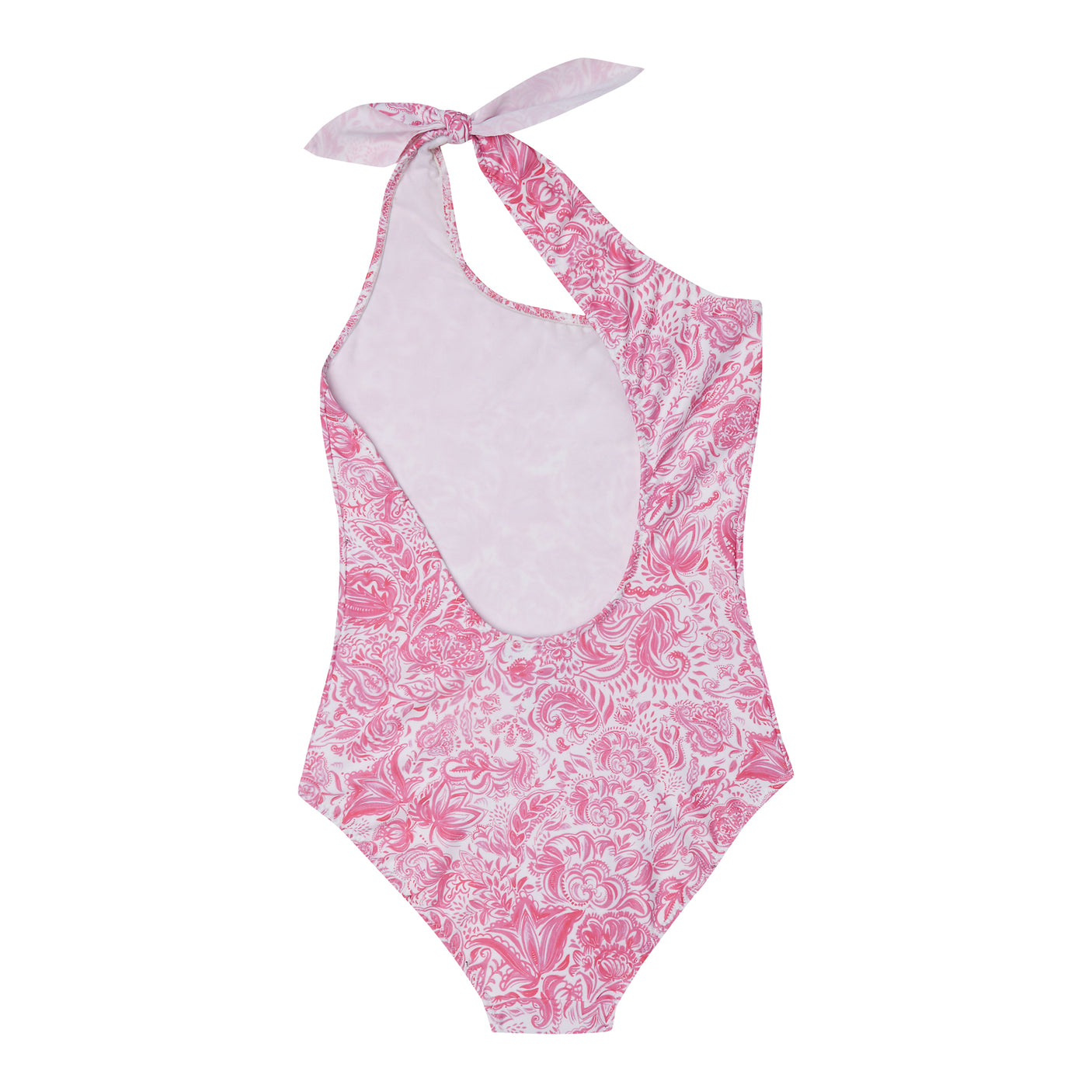 Girl's One Shoulder Swimsuit - Paisley Pink