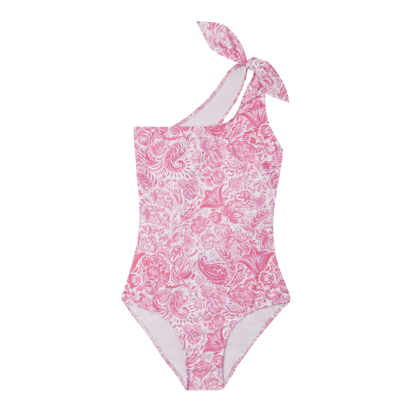 Girl's One Shoulder Swimsuit - Paisley Pink