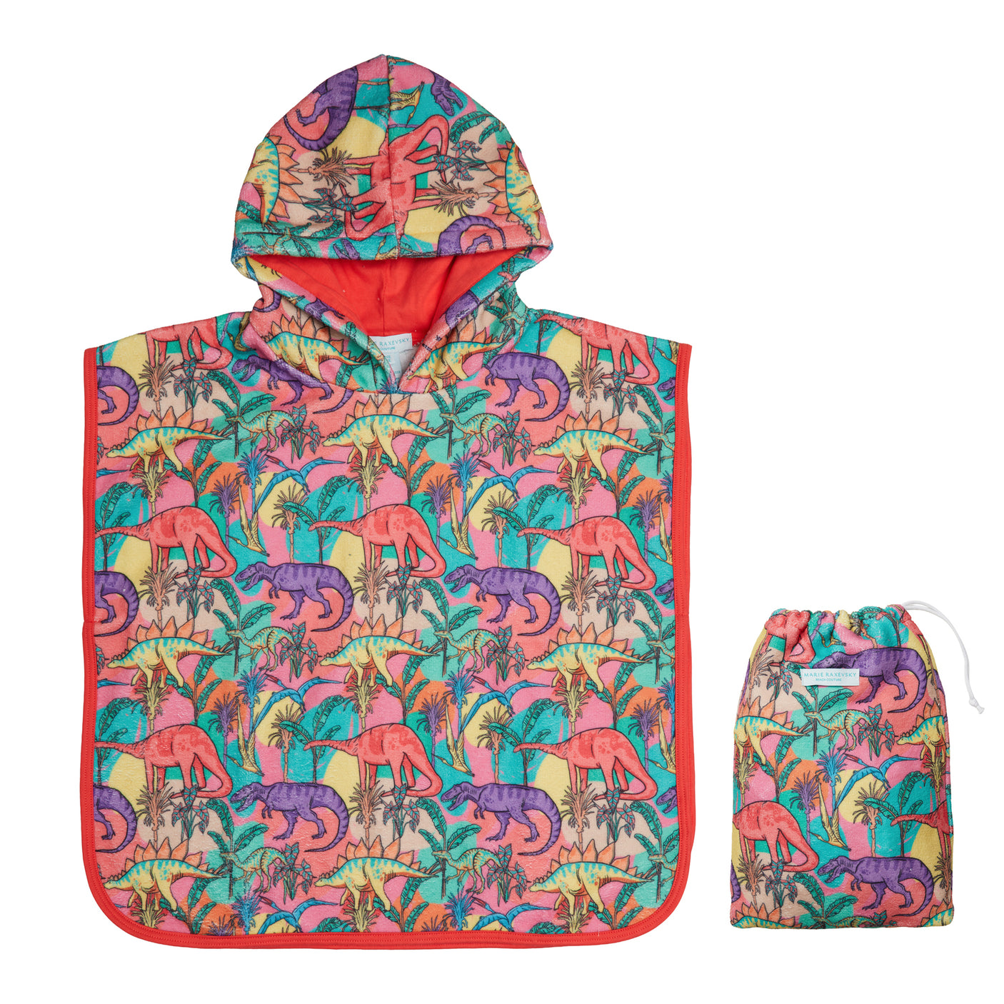 Hooded Terry Poncho - Dino