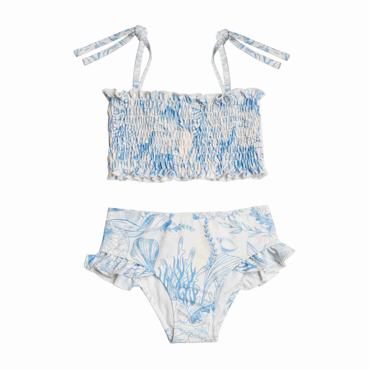 Girl's High Waist Bikini - Thalassa Blue