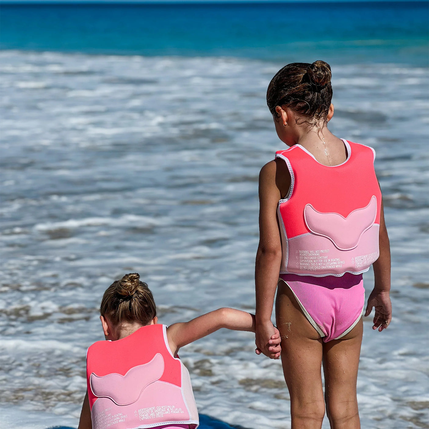 Melody the Mermaid Swim Vest Neon Strawberry