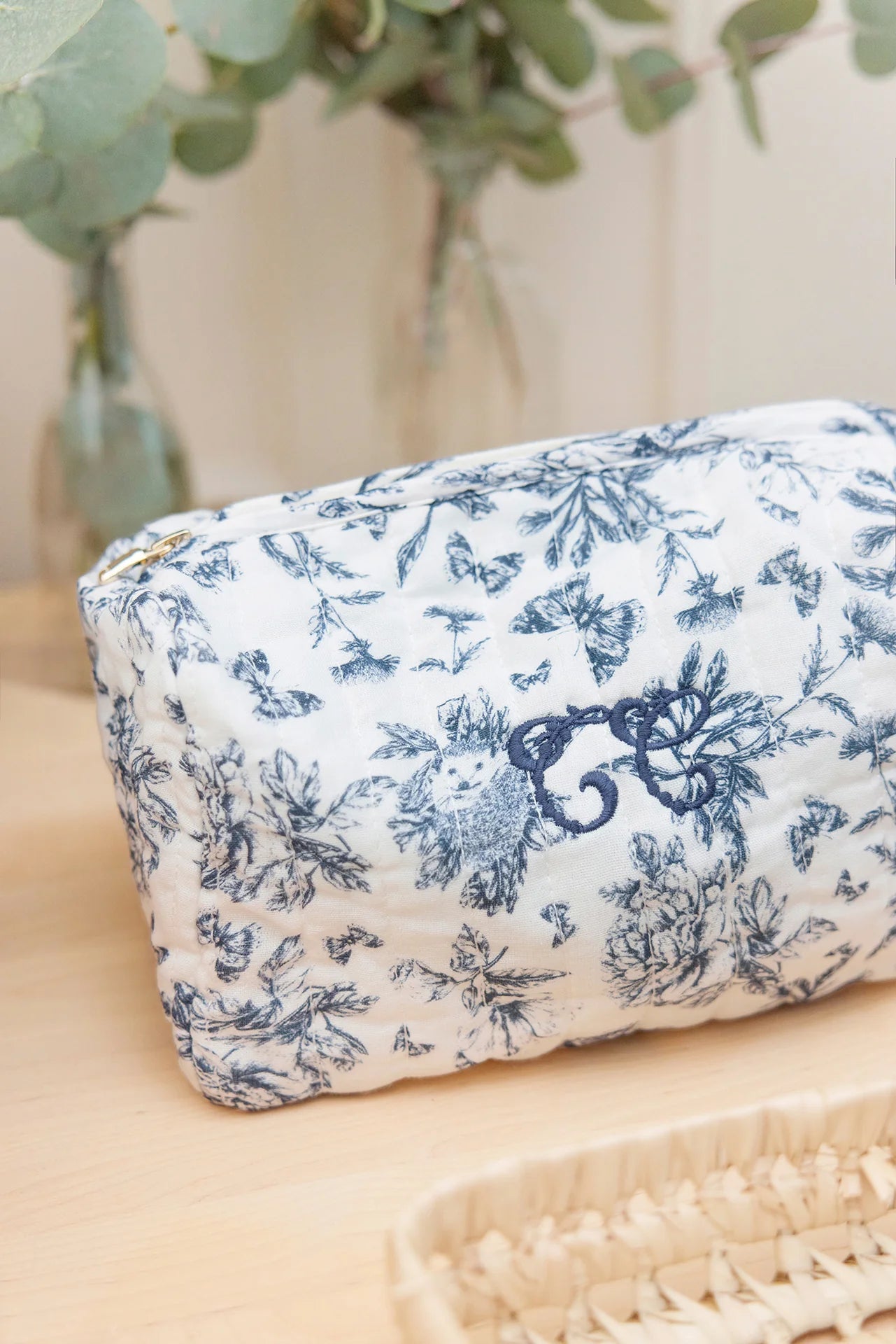 Toiletry Bag Toile de Jouy Blue