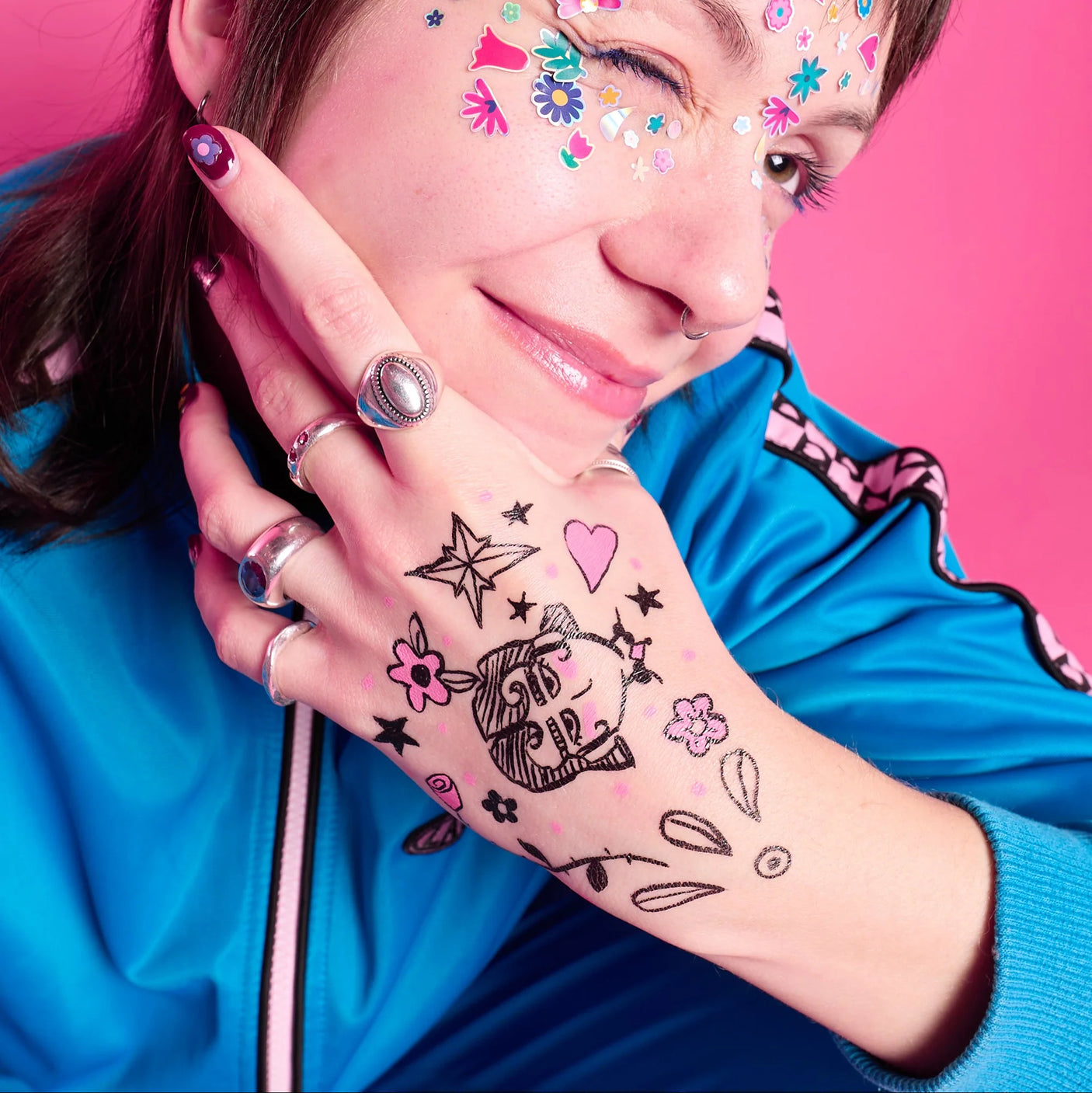 Combo Set Nail Stickers Animals & Tattoo Art