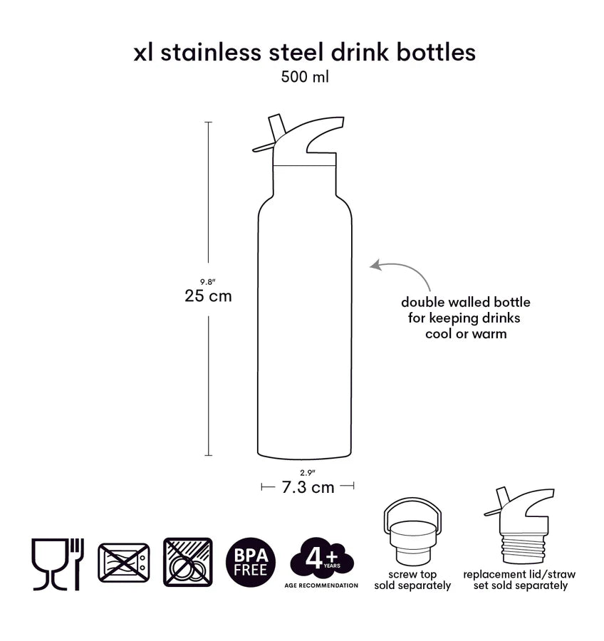 Stainless Steel Water Bottle 500ml - Unicorn Dreams