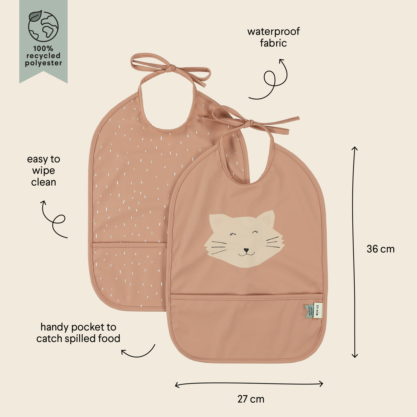 Waterproof bib 2-pack - Mrs. Cat