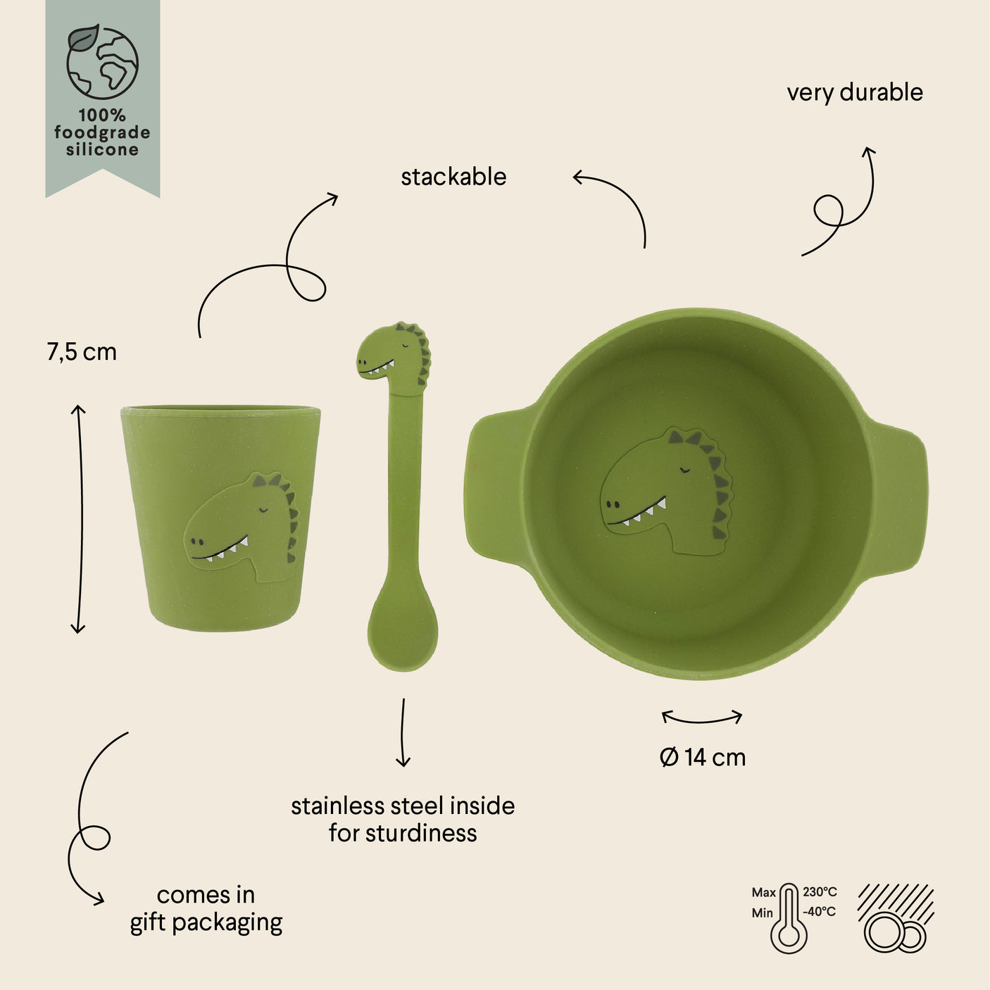 Silicone first meal set - Mr. Dino