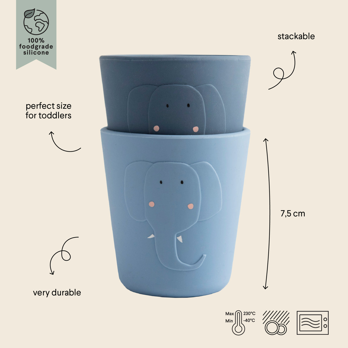 Silicone cup 2-pack - Mrs. Elephant