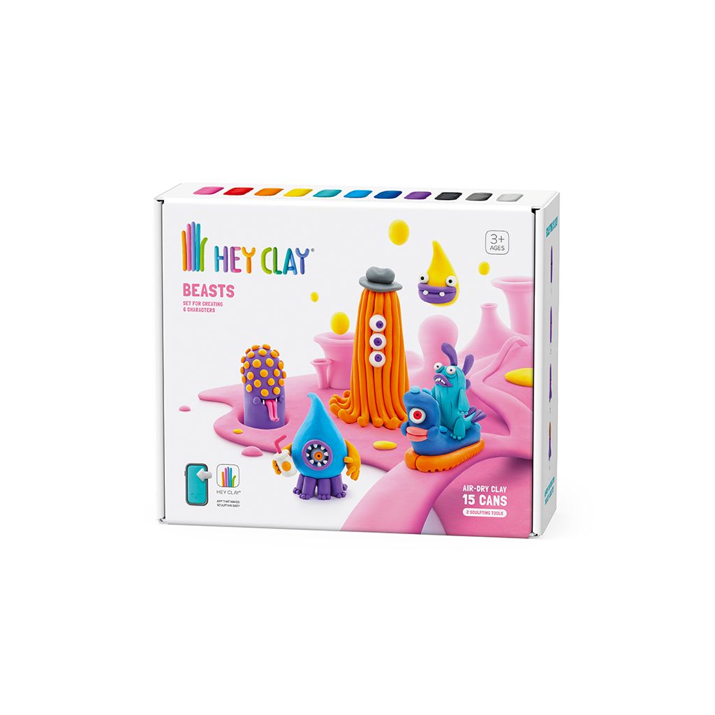 Beasts. Colorful modeling air-dry clay, 15 cans