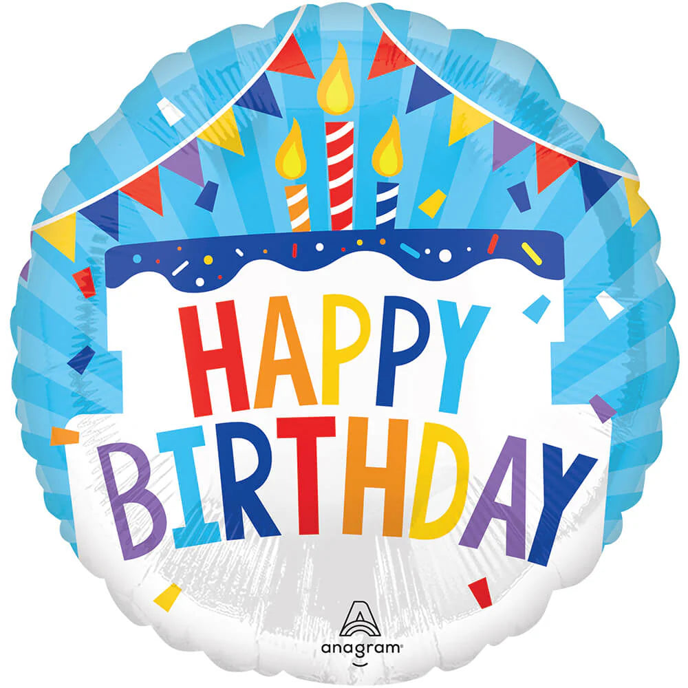 18" Foil Balloon -Happy Birthday Tiered Cake