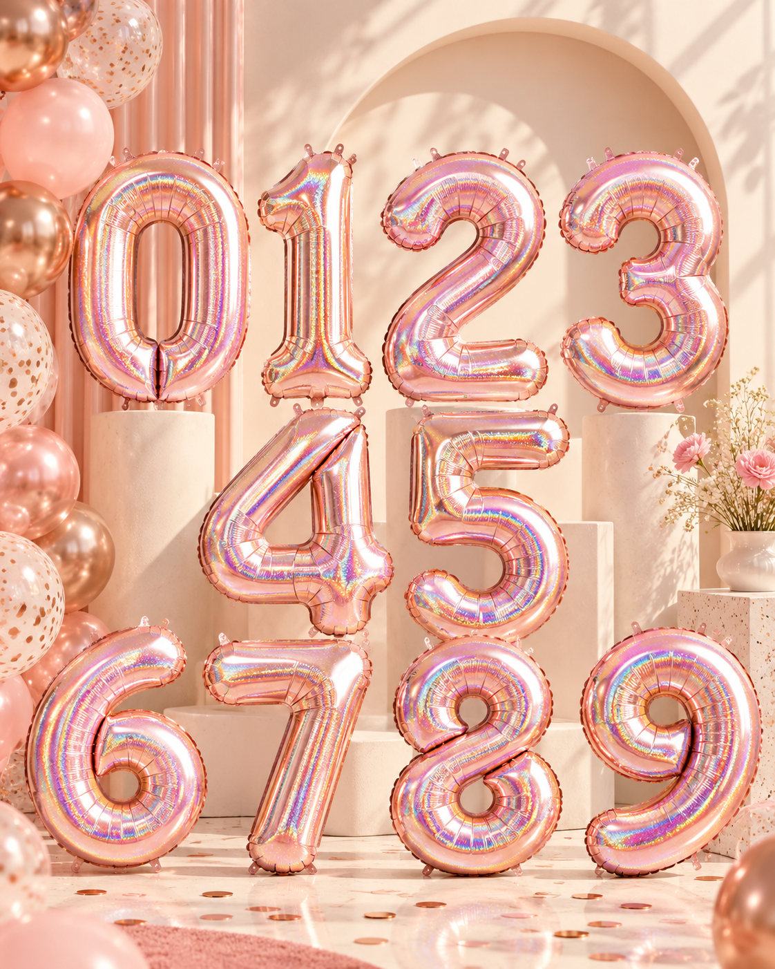 Glitter Rose Gold Number Balloon 40"