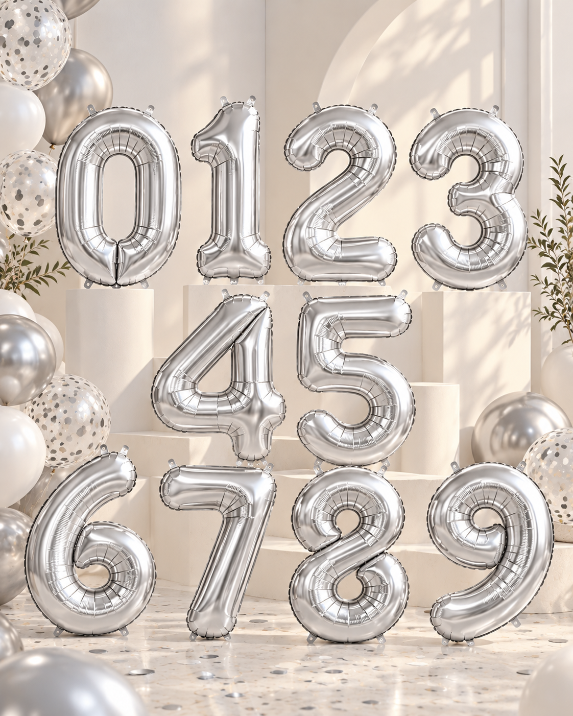 Silver Number Balloon 40"