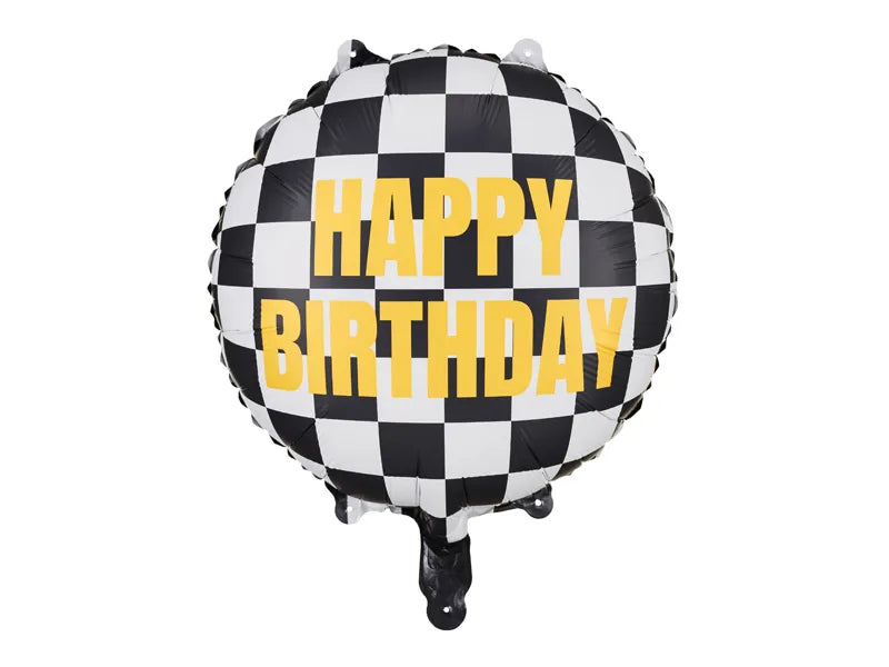 Foil balloon Checkered flag Happy Birthday 18"