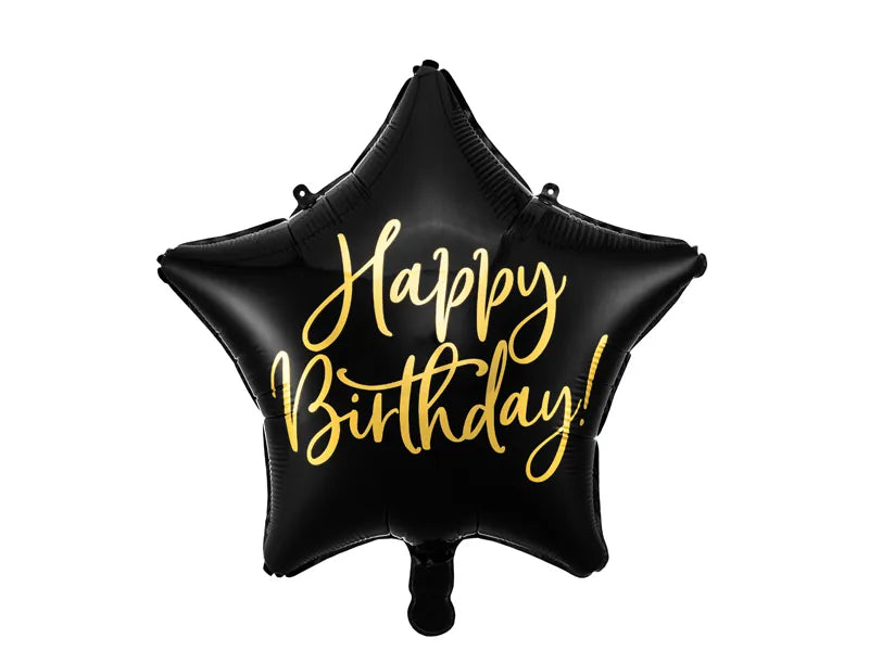 Foil balloon Happy Birthday Black Star 18"
