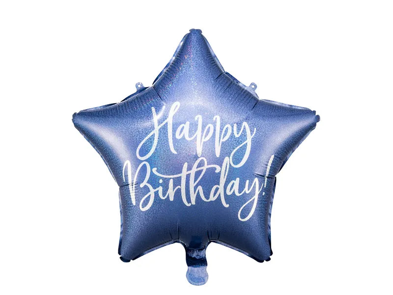 Foil balloon Happy Birthday Blue Star 18"