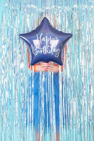 Foil balloon Happy Birthday Blue Star 18"