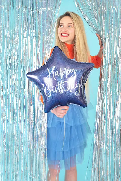 Foil balloon Happy Birthday Blue Star 18"