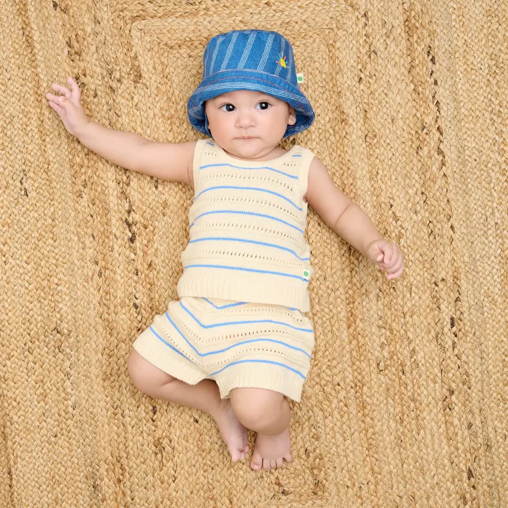 Cala - Blue Stripe Knit Baby Top & Short Set
