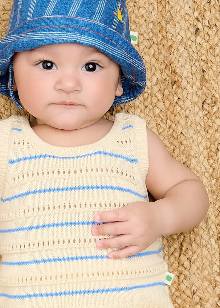 Cala - Blue Stripe Knit Baby Top & Short Set