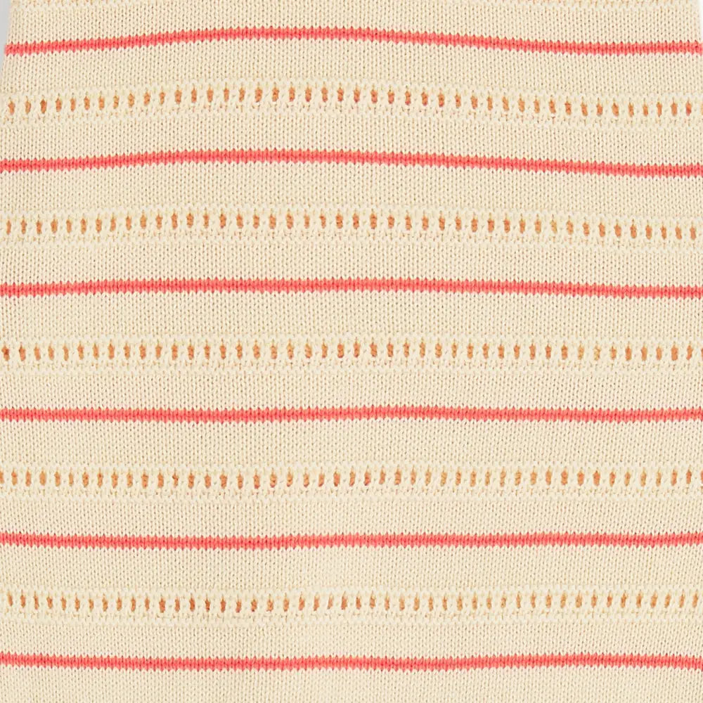 Cala - Coral Stripe Knit Baby Top & Short Set
