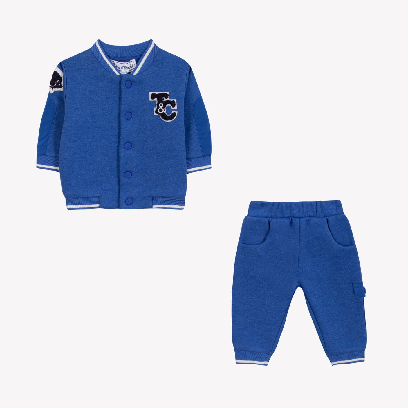 Boys Electric Blue Jersey Varsity Trouser Set