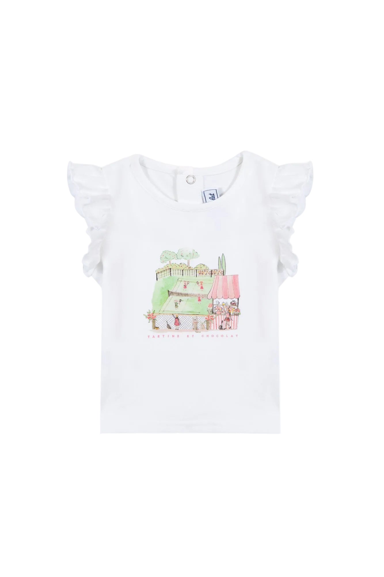 T-Shirt - White Cotton Illustration Tennis