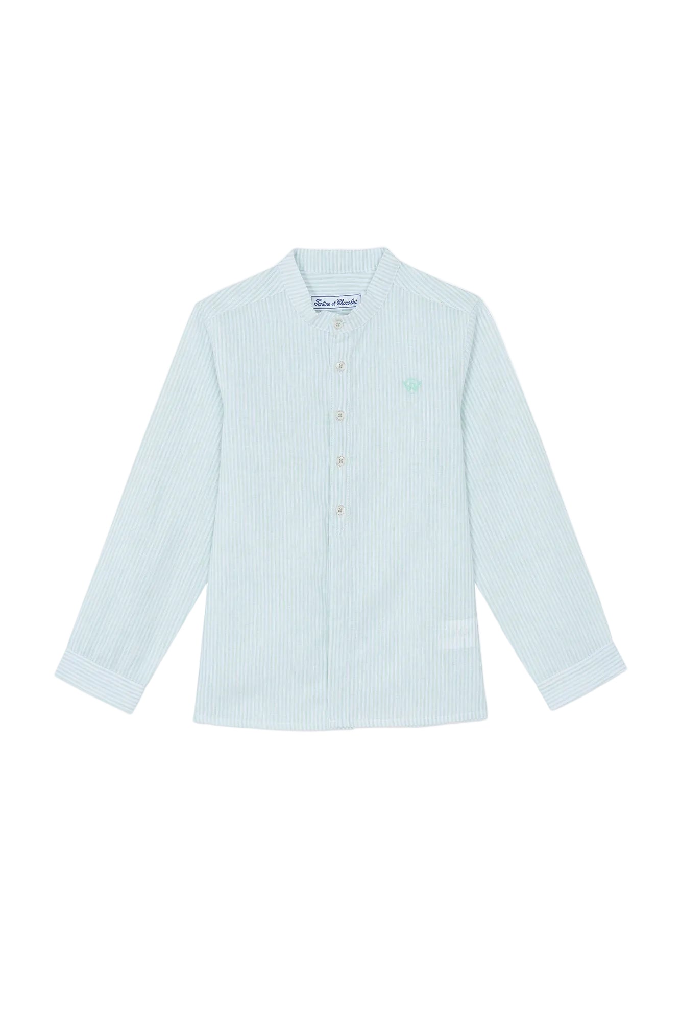 Shirt - Sage Linen Mao Collar