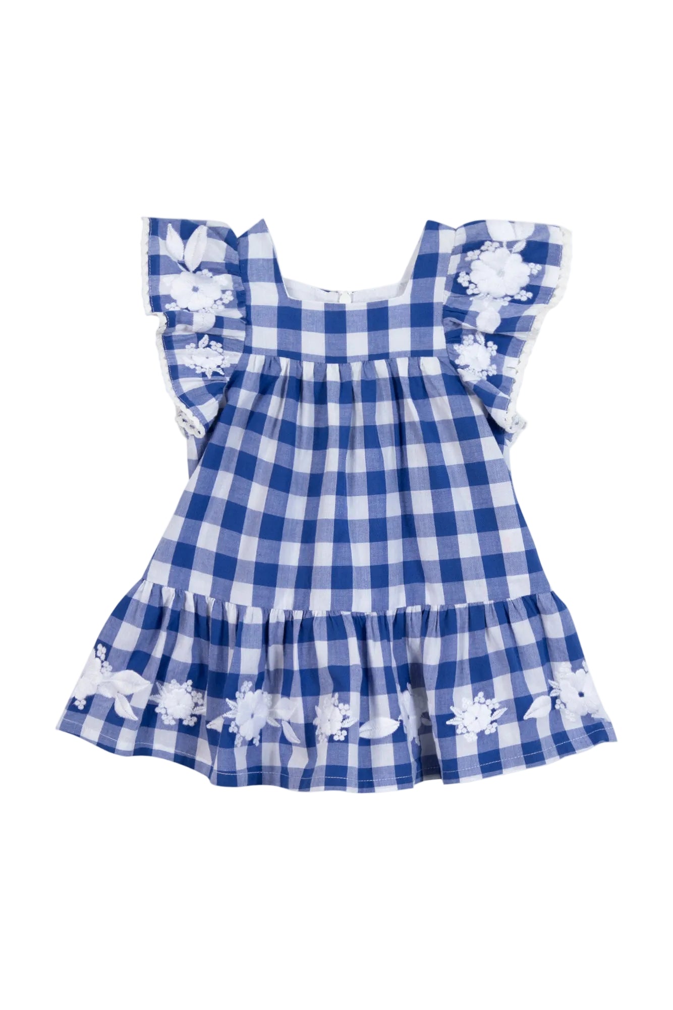 Dress - Blue Cotton Pattern Two-Tone Gingham