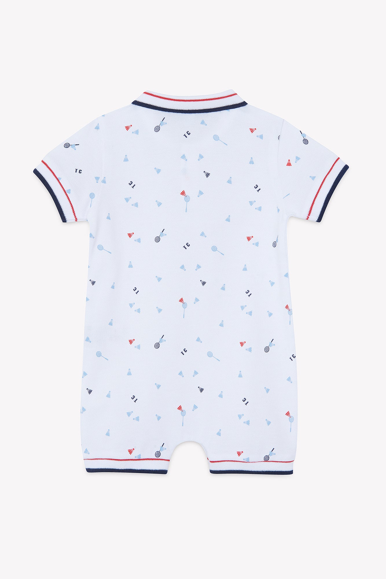 Jumpsuit Short - White Cotton Print Sports Club
