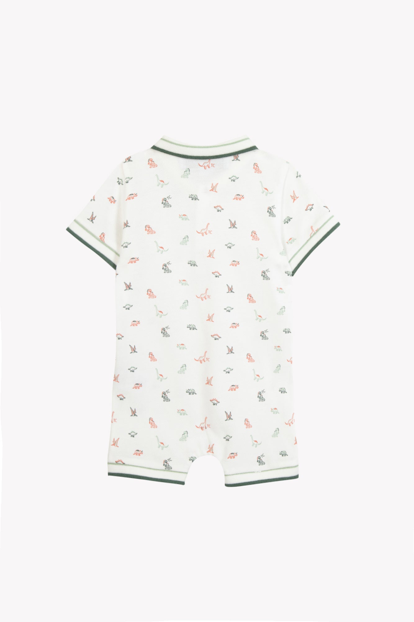 Jumpsuit Short - Ecru Cotton Print Dinosaur