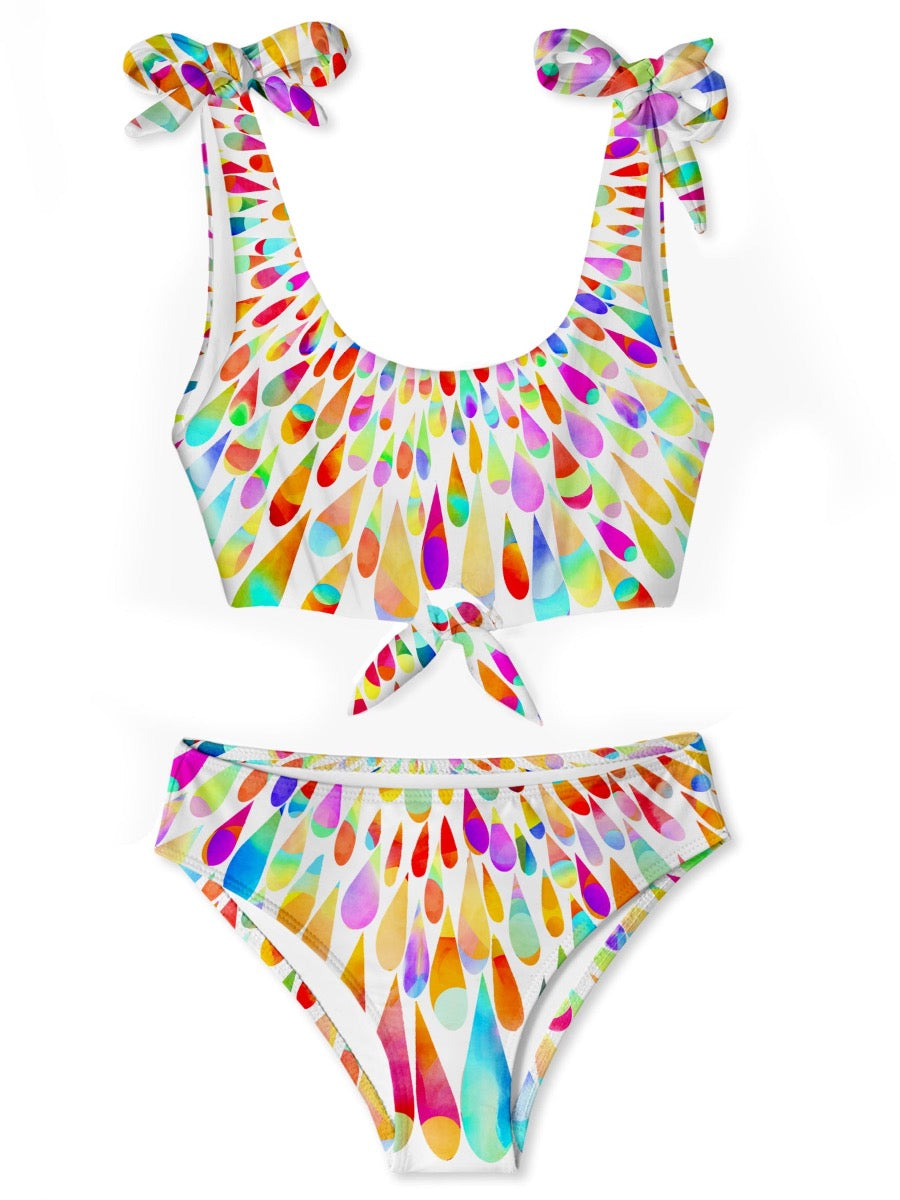 Tie Dye Drops Shoulder Tie Bikini