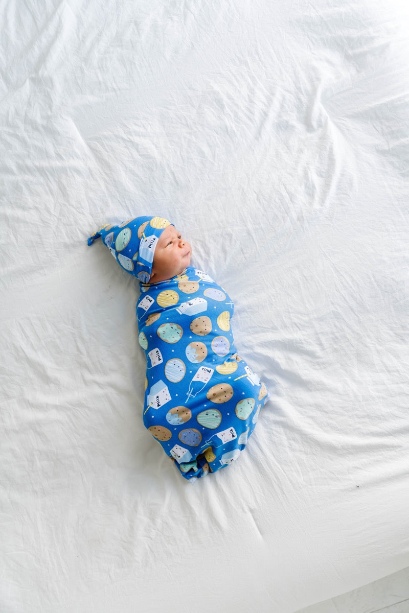 Blue Cookies Bamboo Swaddle + Hat