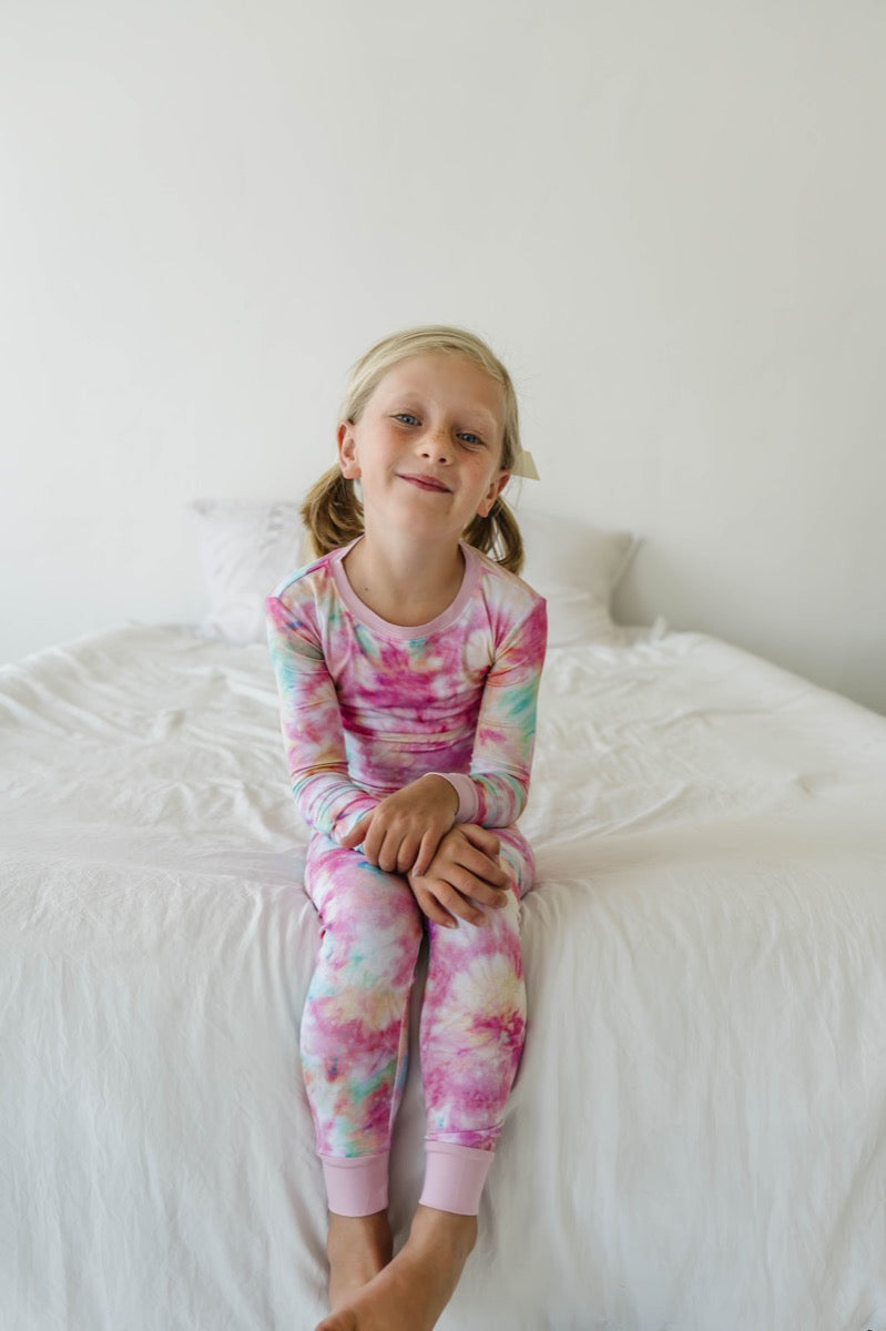 Cotton Candy Tie Dye Two Piece Bamboo Viscose Pajama Set