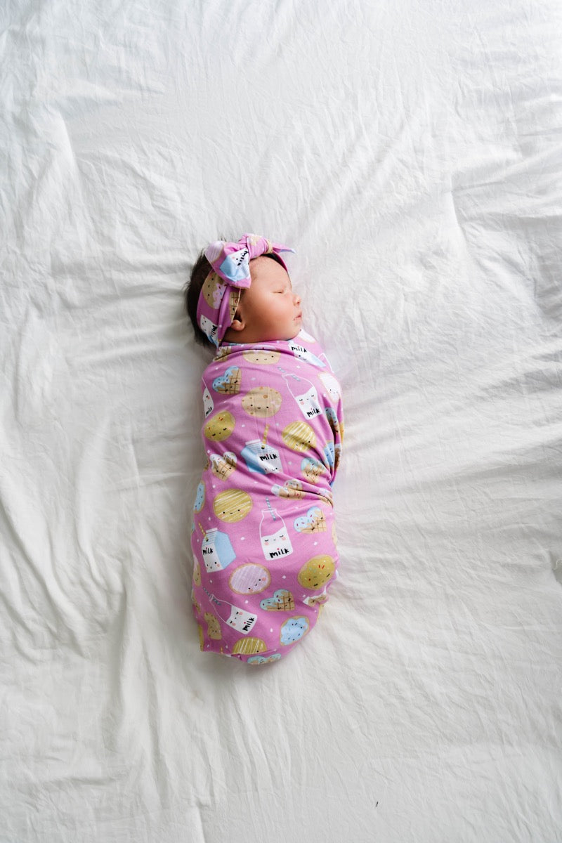 Pink Cookies Bamboo Swaddle + Headband