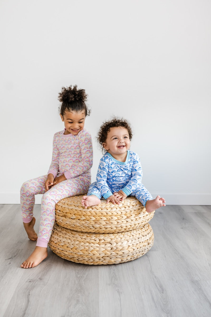 Blue Rainbows Two Piece Bamboo Viscose Pajama Set