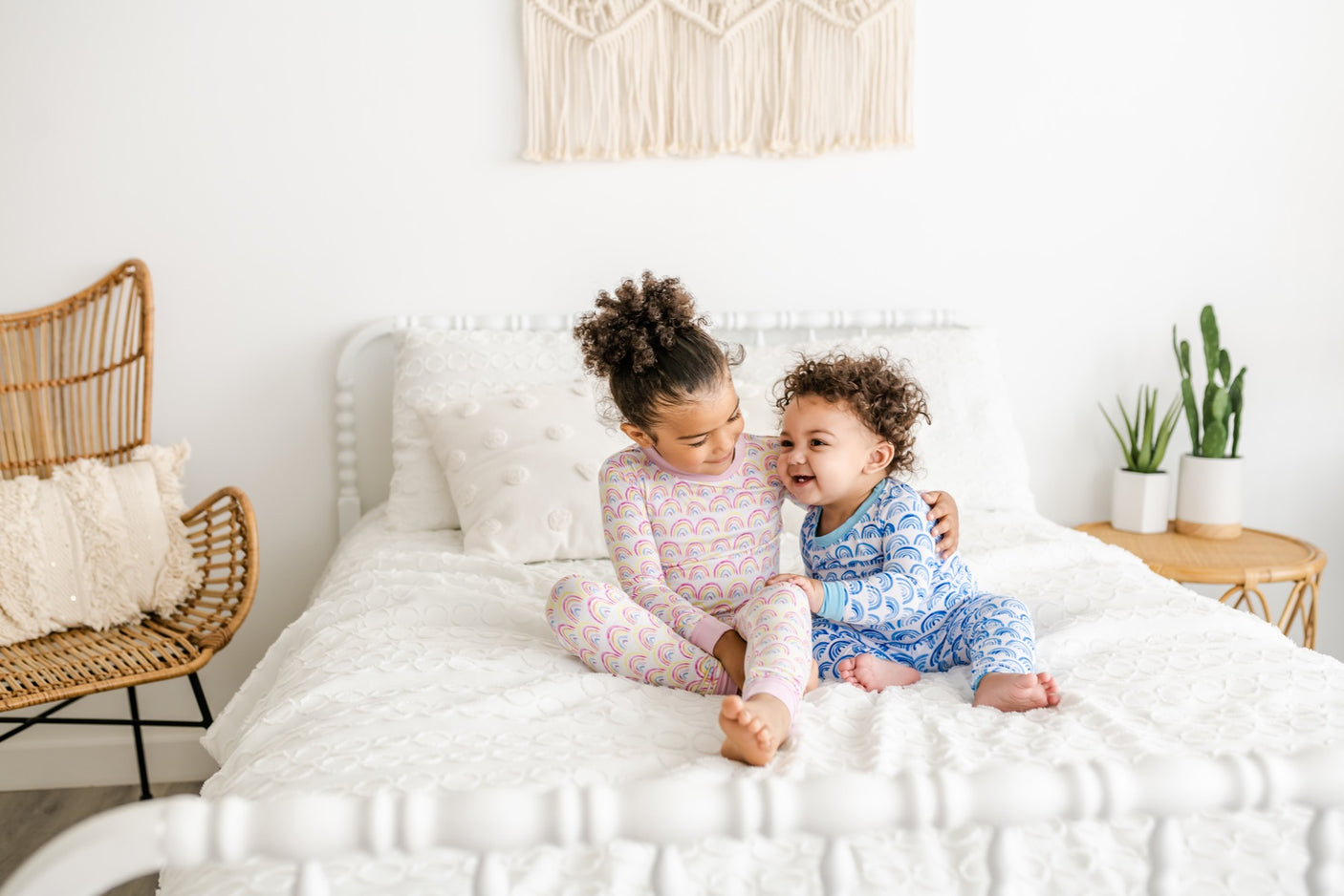 Blue Rainbows Two Piece Bamboo Viscose Pajama Set