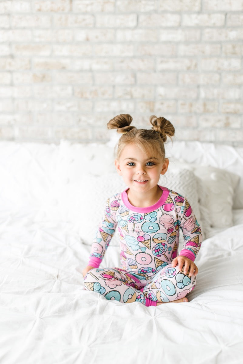 Pink Sweet Treats Two Piece Bamboo Viscose Pajama Set