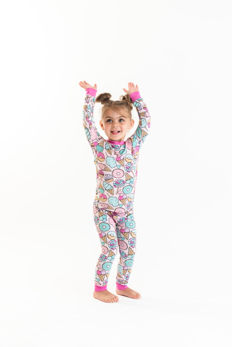 Pink Sweet Treats Two Piece Bamboo Viscose Pajama Set